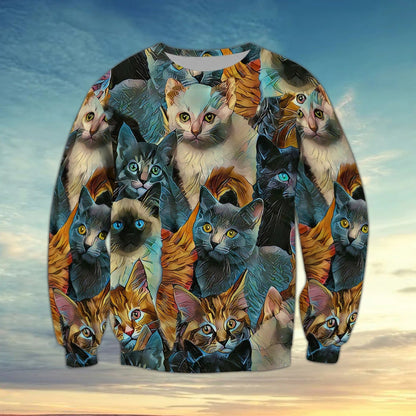 Multiple Cats 3D All Over Print Shirt For Cat Lovers Hoodie T Shirt, Cat Print Apparel TO2793