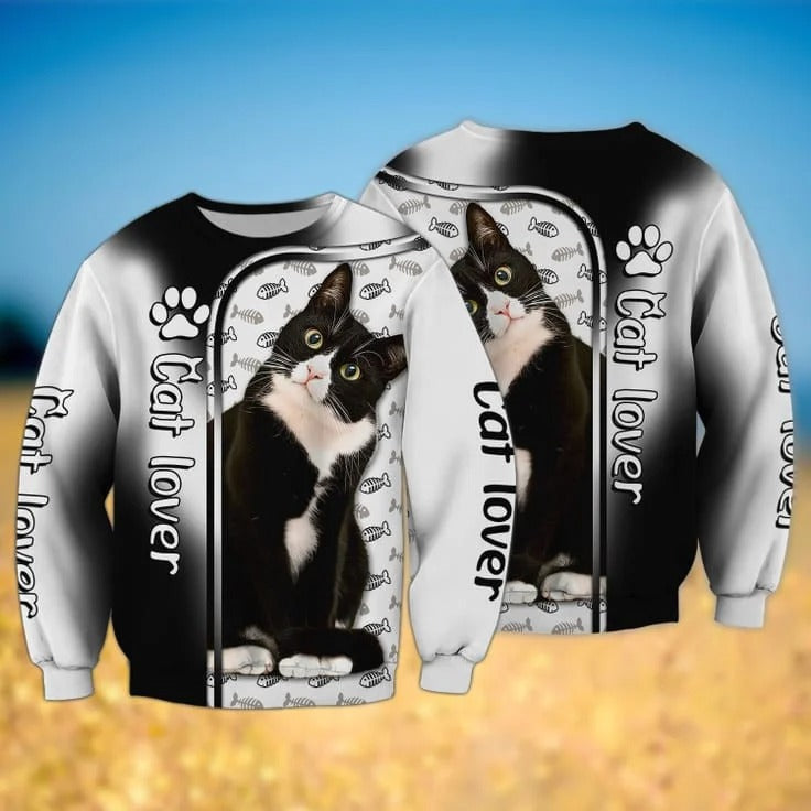 Love Tuxedo Cat 3D Printed Hoodie T Shirt, Clothing For Cat Lover TO2789