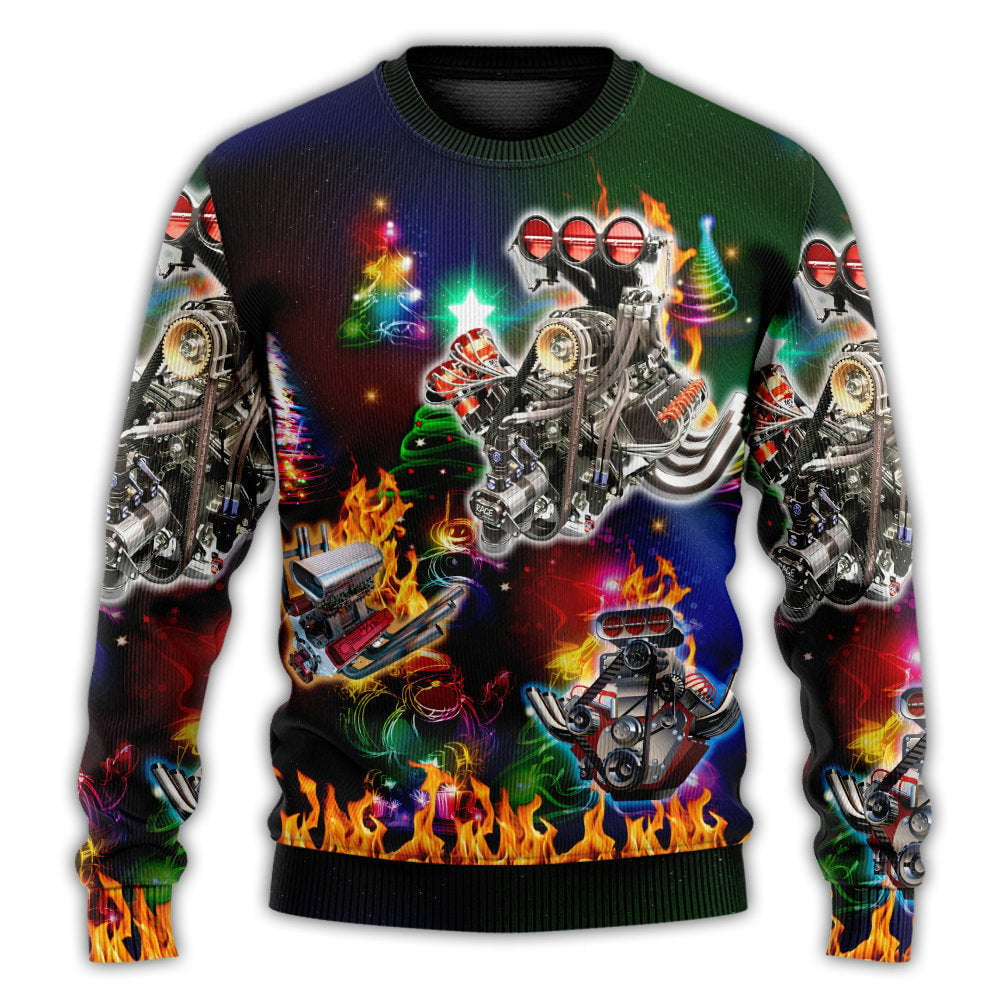 Hot Rod Christmas Tree Fire, Ugly Christmas Sweaters 3D Shirt SO0943