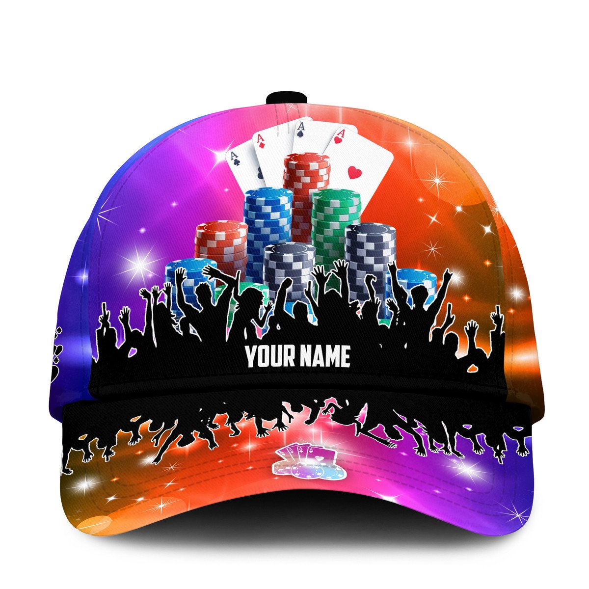 Personalized Name Poker Color Classic Cap, Casino Poker Hat, Idea Gift for Poker Player CO0182