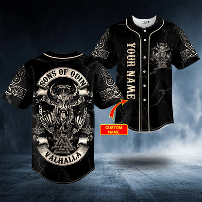 Viking Son Of Odin Till Valhalla Custom Name Baseball Jersey SO0042