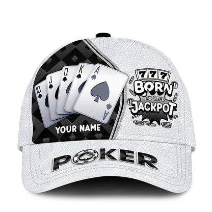 Personalized Name Poker Jackpot Classic Cap, Born To Yell Jackpot Funny Cap, Poker Hat CO0188