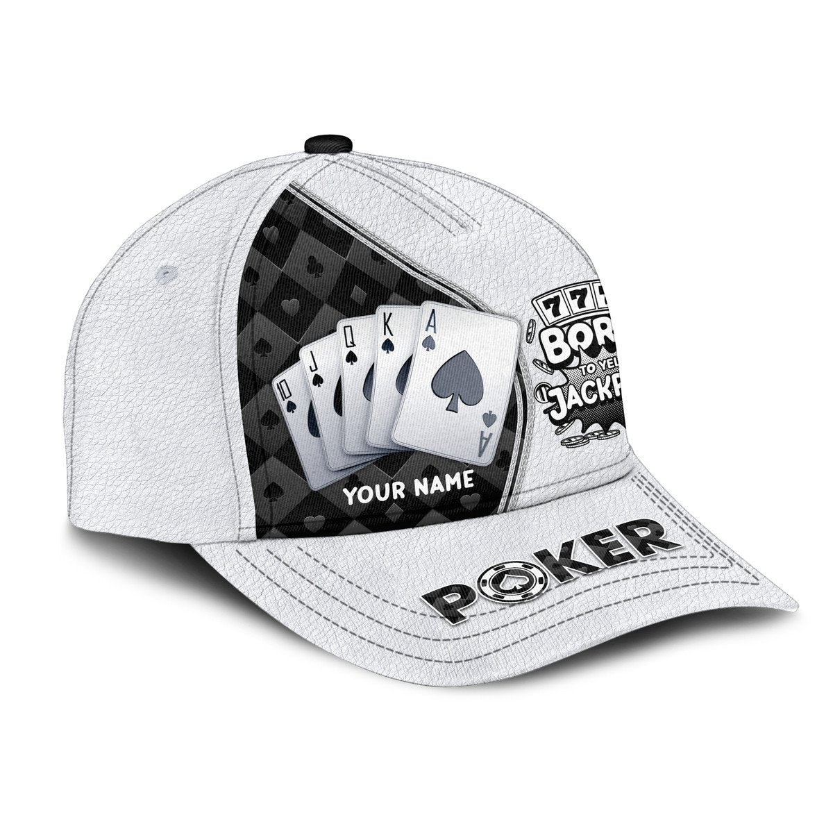 Personalized Name Poker Jackpot Classic Cap, Born To Yell Jackpot Funny Cap, Poker Hat CO0188