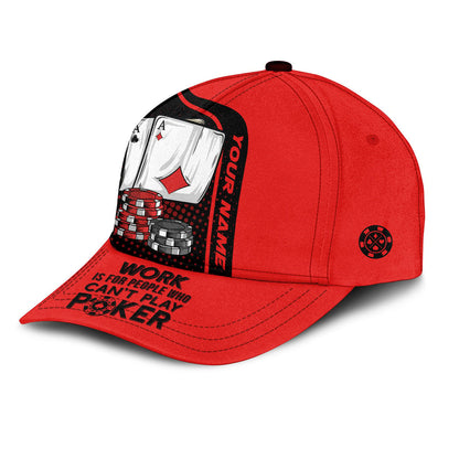 Personalized Name Poker Work and Folded Classic Cap, Red Poker Cap for Men Women CO0189