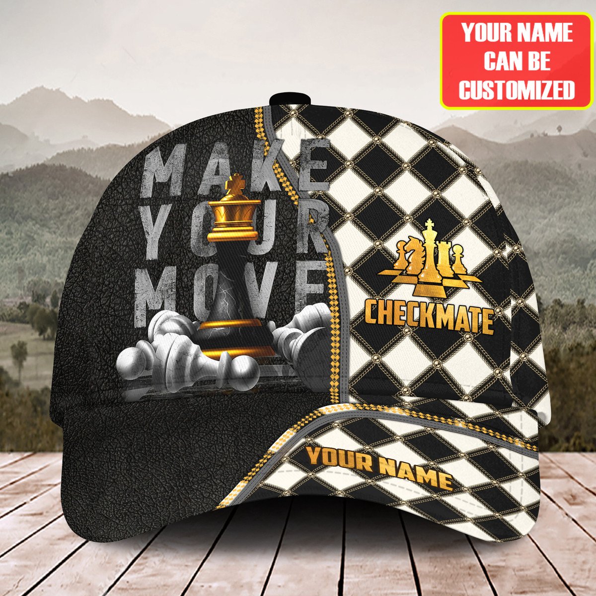 Personalized Name Chess Classic Cap, Make Your Move Checkmate Cap Chess, Hat for Chess Player CO0195