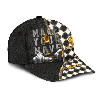 Personalized Name Chess Classic Cap, Make Your Move Checkmate Cap Chess, Hat for Chess Player CO0195