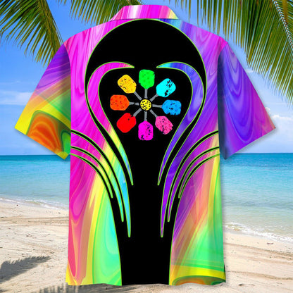 Pickleball Color Hawaiian Shirt, Short Sleeve Summer Vacation Beach Shirts for men HO5550