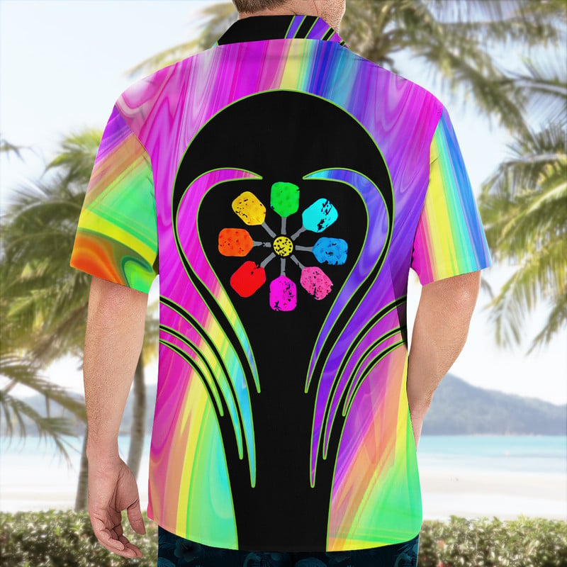 Pickleball Color Hawaiian Shirt, Short Sleeve Summer Vacation Beach Shirts for men HO5550