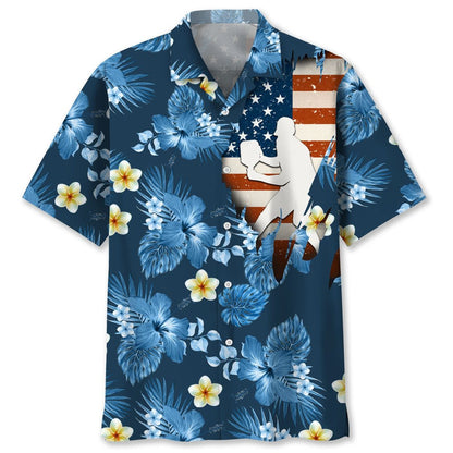 Pickleball USA Hawaiian Shirt, Short Sleeve Summer Vacation Beach Shirts for Men, Flag Shirt HO5551