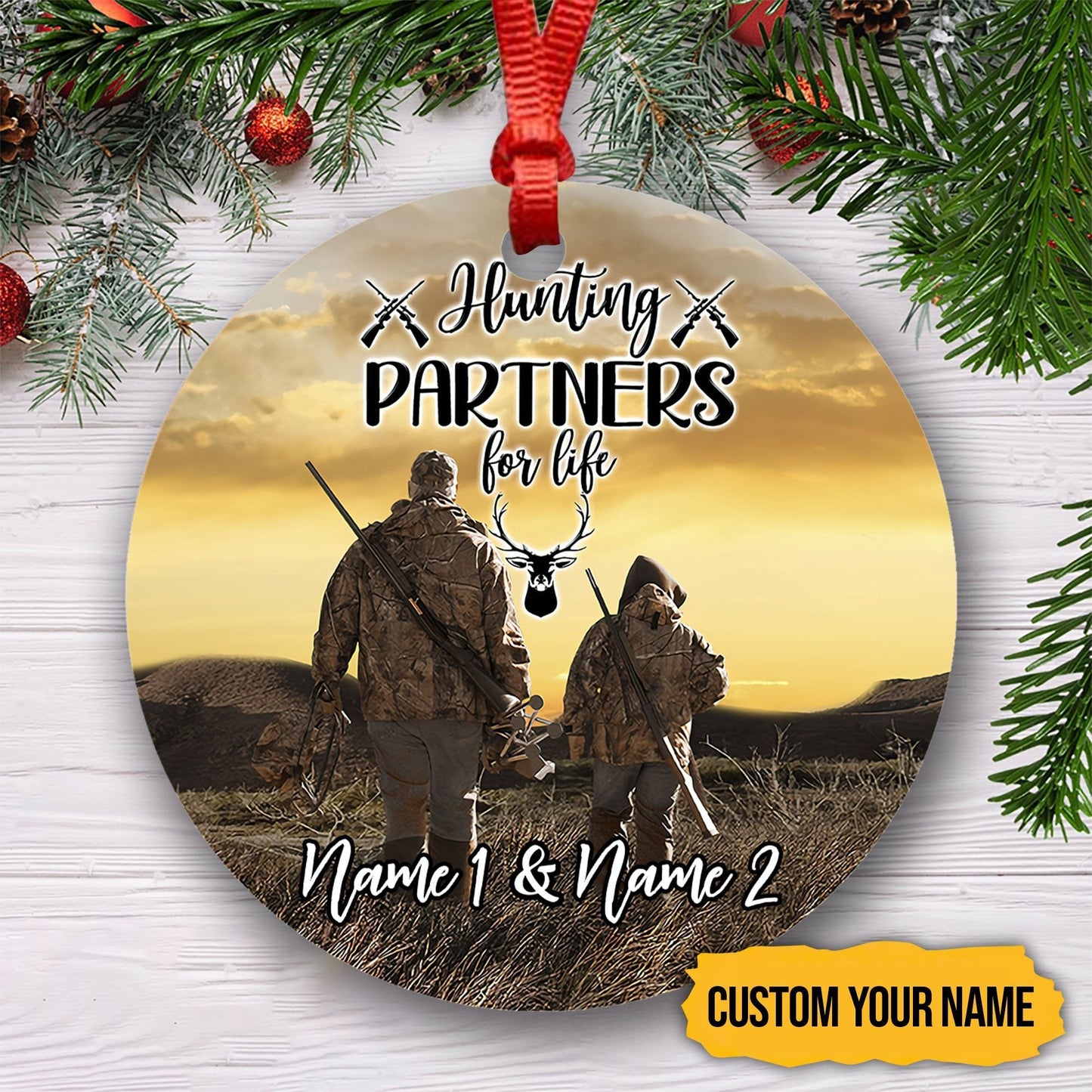 Personalized Father And Son Hunting Partners For Life Christmas Ornament SO0941