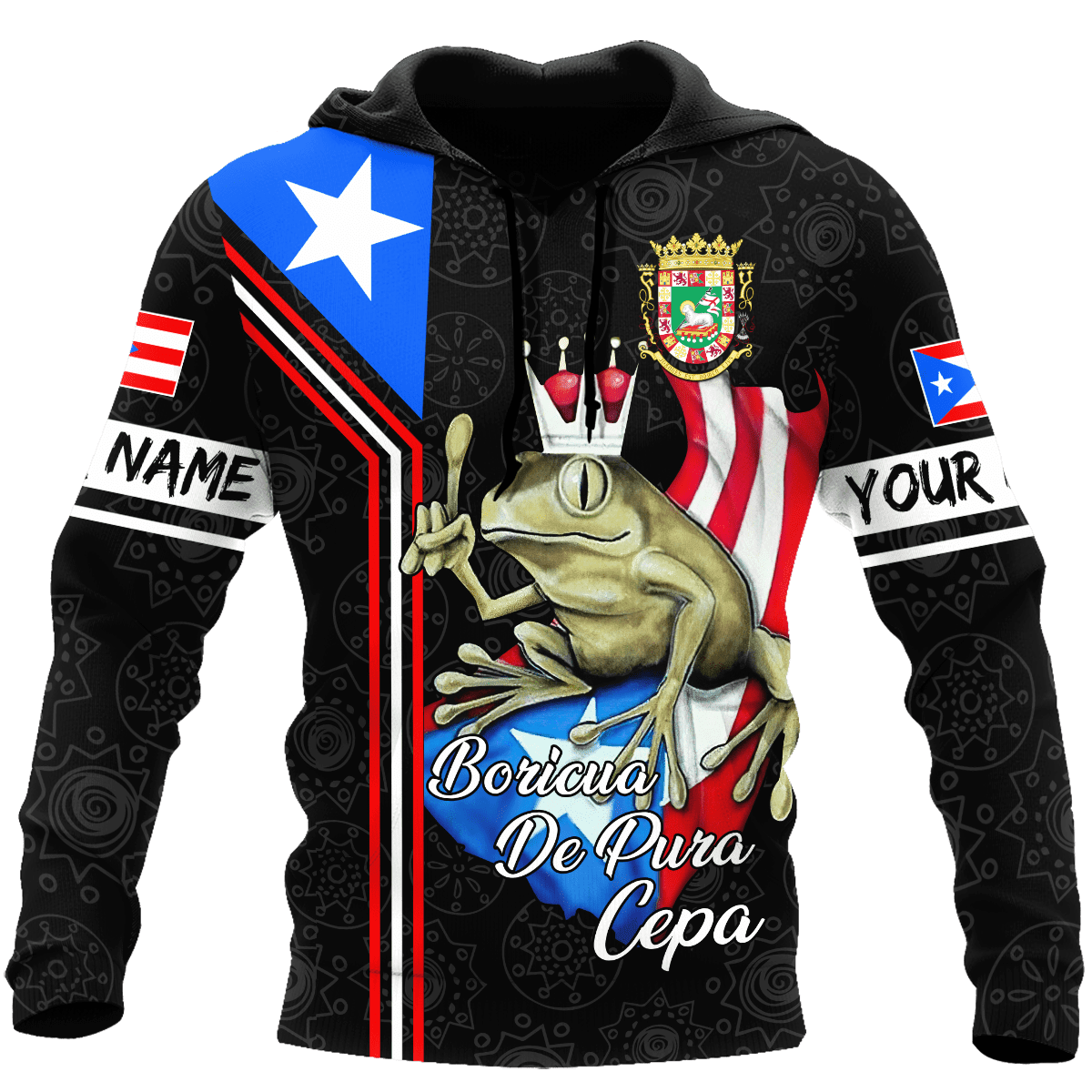 Personalized Name Puerto Rico Coqui Boricua De Pura Cepa 3D Hoodie Shirt SO0465