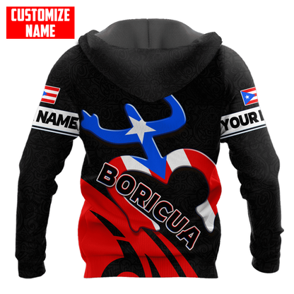 Personalized Custom Name Puerto Rico Boricua Coqui 3D Full Printed Hoodie Shirts SO0464