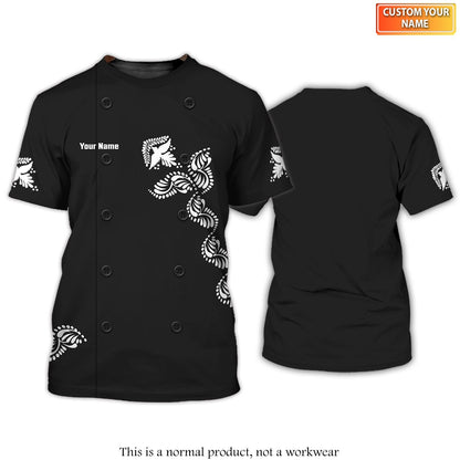 3D All Over Print Chef T-Shirt Floral Motifs Fashion Uniform T-shirt Color TO3370