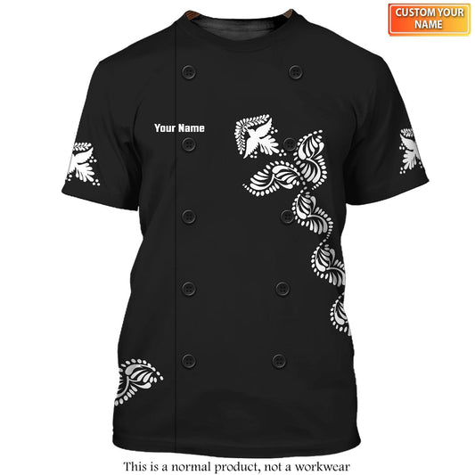 3D All Over Print Chef T-Shirt Floral Motifs Fashion Uniform T-shirt Color TO3370