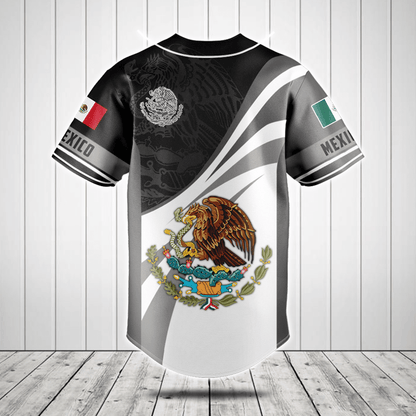 Customize Mexico Coat Of Arms Pattern Baseball Jersey Shirt SO0067