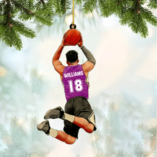 Personalized Basketball Player Acrylic Christmas Ornament For Basketball Lovers OO1831