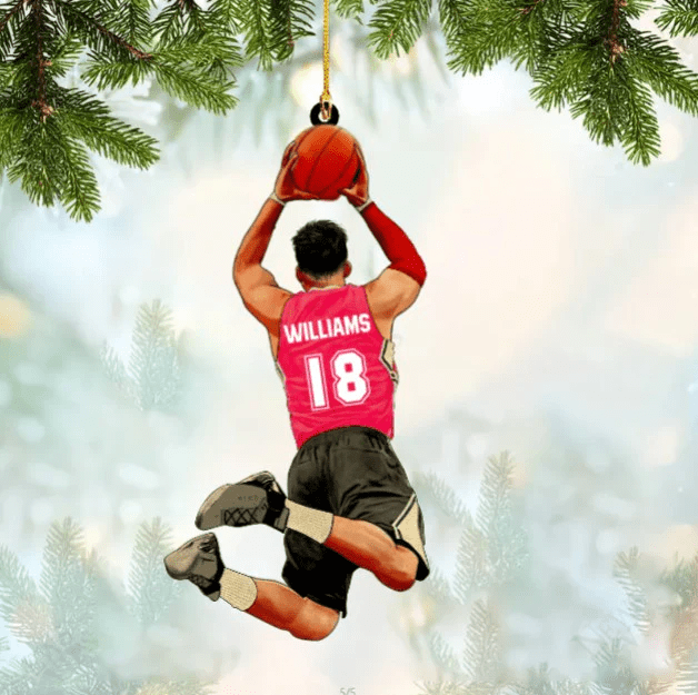 Personalized Basketball Player Acrylic Christmas Ornament For Basketball Lovers OO1831