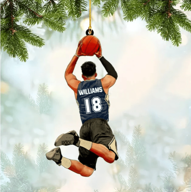 Personalized Basketball Player Acrylic Christmas Ornament For Basketball Lovers OO1831