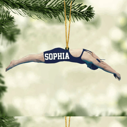 Personalized Girl/Female Swimmer Acrylic Ornament, Gift For Swimming Lovers/Swimmer HB SO0968