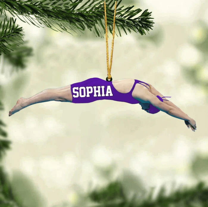 Personalized Girl/Female Swimmer Acrylic Ornament, Gift For Swimming Lovers/Swimmer HB SO0968