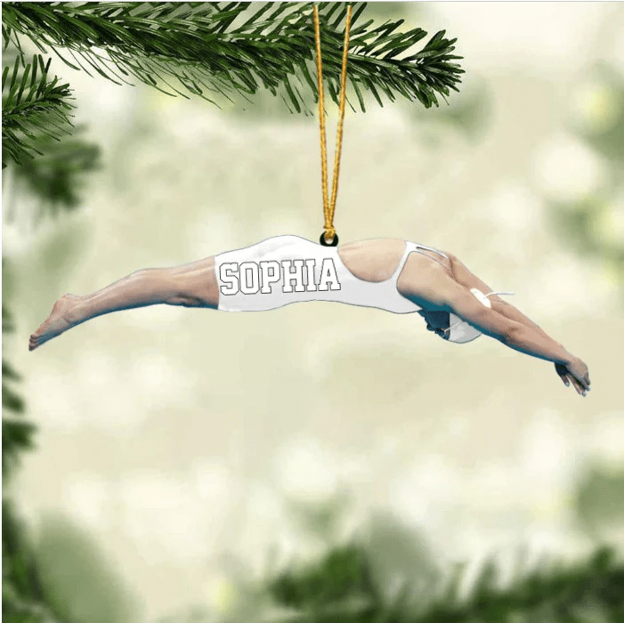 Personalized Girl/Female Swimmer Acrylic Ornament, Gift For Swimming Lovers/Swimmer HB SO0968