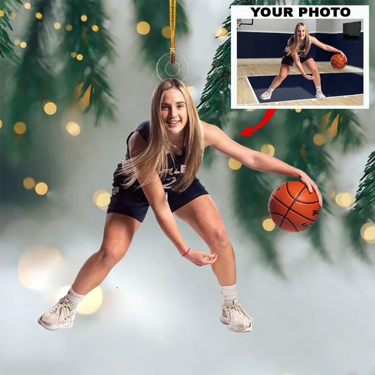 Personalized Photo basketball shape acrylic Ornament, Gift For basketball Lover, Personalized Christmas Photo Ornament SO1208