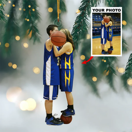 Personalized Photo basketball shape acrylic ornament, ornament, Gift For basketball player, Personalized Christmas Photo Ornament OO1830