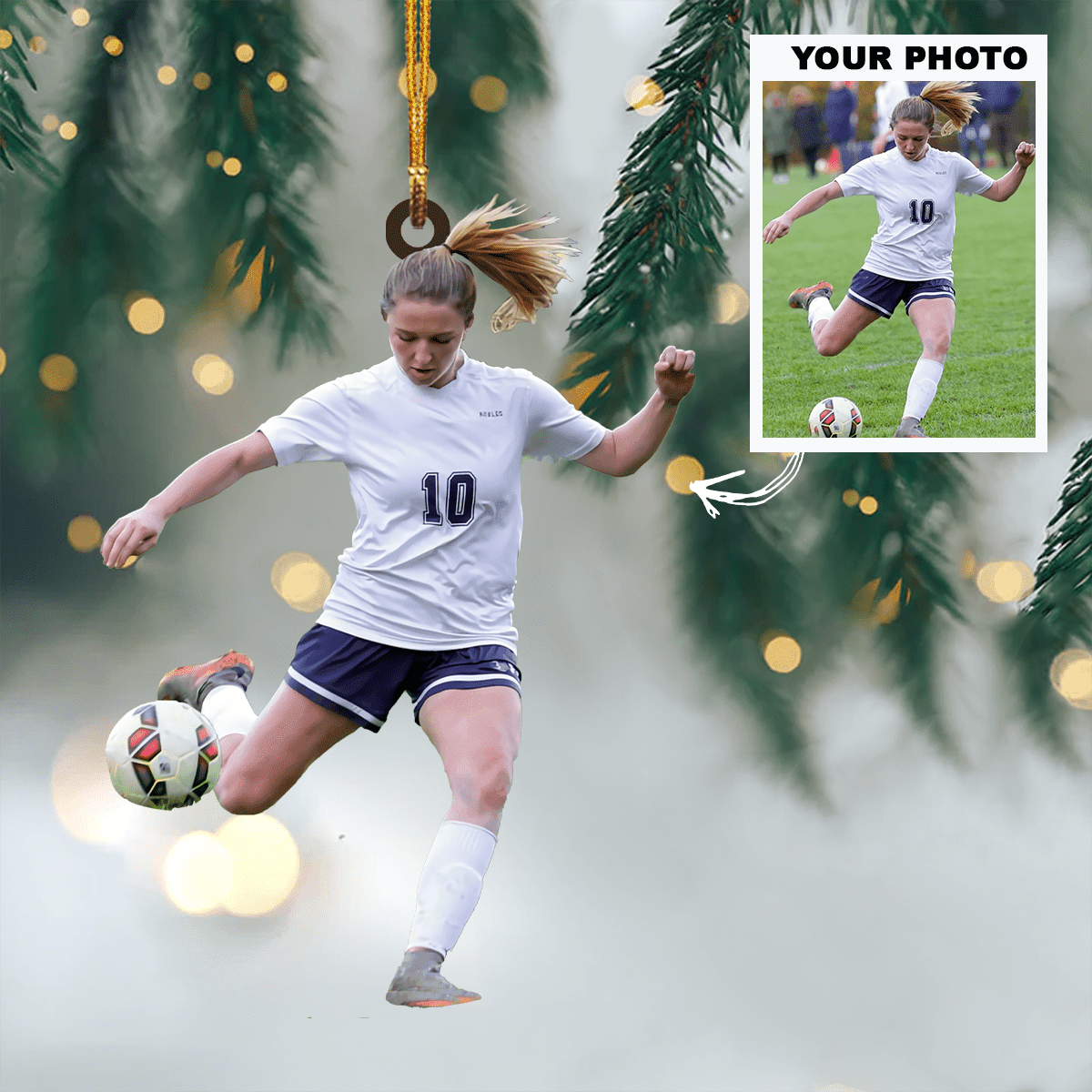 Custom Photo Soccer acrylic Ornament, Personalized Gift For soccer lover, Christmas Home Decor OO1813