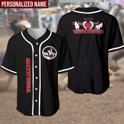 Team Roping Cactus Personalized Baseball Jersey, 3D Shirt for Roping Rodeo SO0188