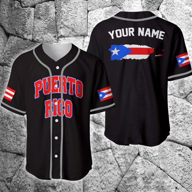 Puerto Rico Flag Personalized Baseball Jersey, Custom Name Puerto Rico Shirt for Man SO0012