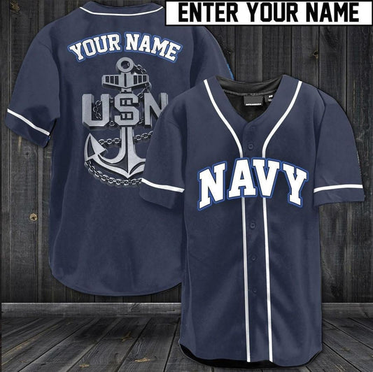 US Navy Simple Personalized Baseball Jersey, Veteran Shirt, US Navy Jersey for Dad SO0019