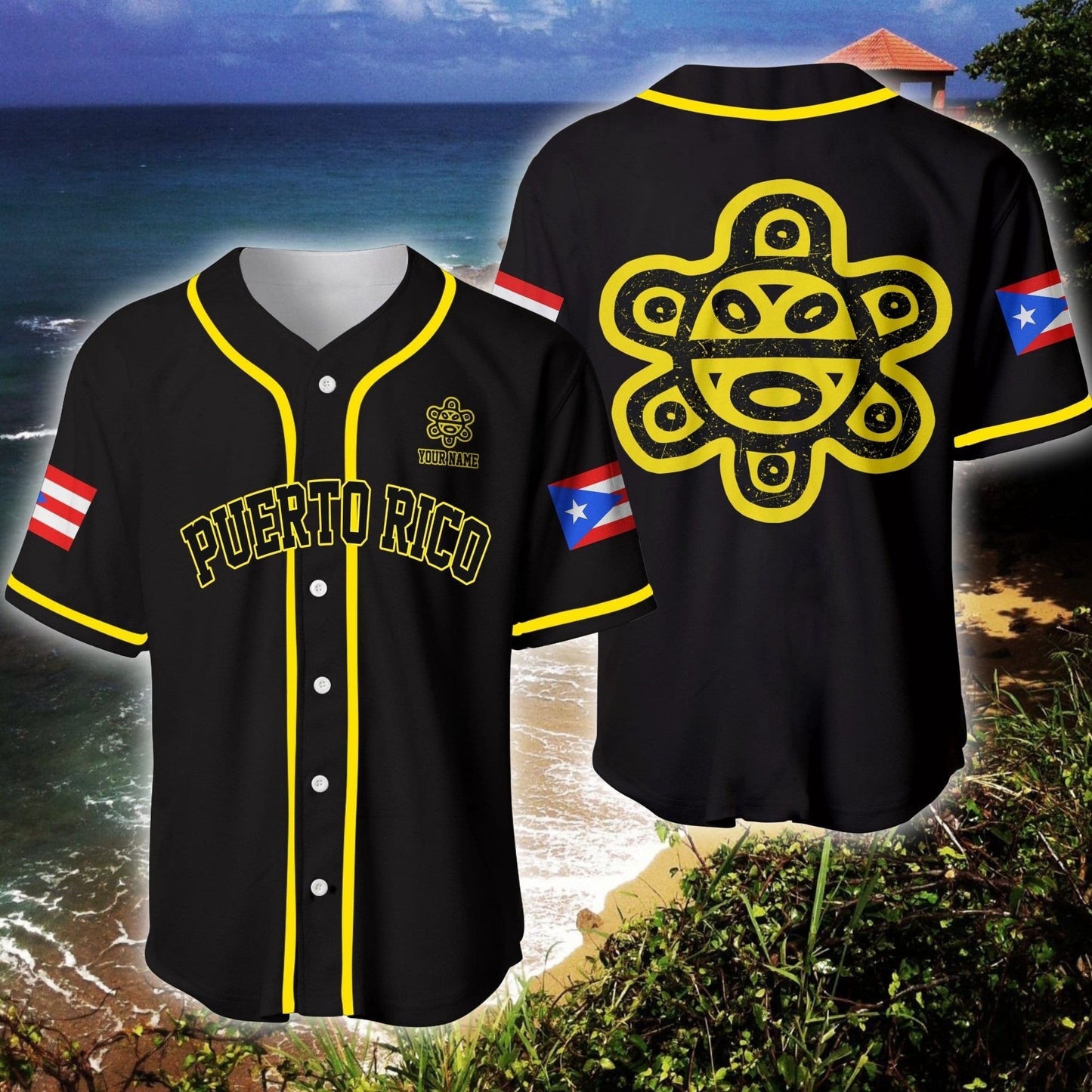 Taino Sun Puerto Rico Personalized Baseball Jersey SO0020