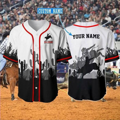 Bull Riding Cactus Personalized Baseball Jersey, Gift for Man Love Bull Riding Shirt SO0185