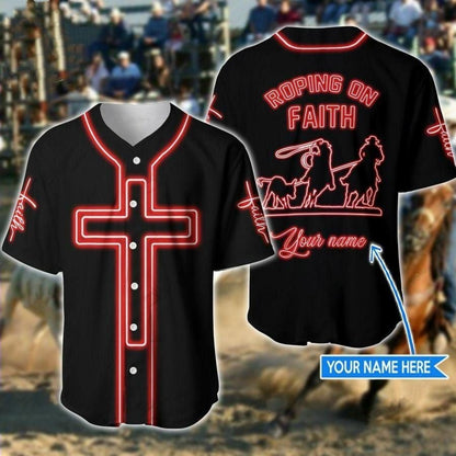 Team Roping Cactus Personalized Baseball Jersey, 3D Shirt for Roping Rodeo SO0188