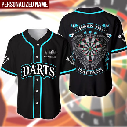 Darts Born To Play Darts Personalized Baseball Jersey, Shirt for Dart Lover SO0024