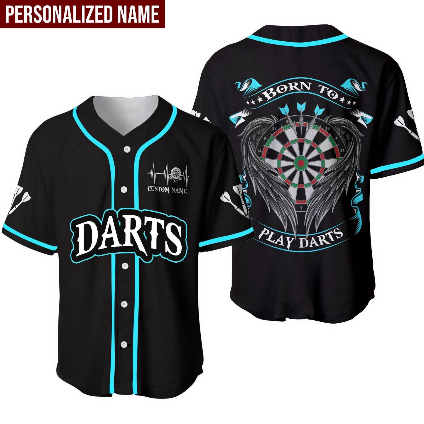 Darts Born To Play Darts Personalized Baseball Jersey, Shirt for Dart Lover SO0024