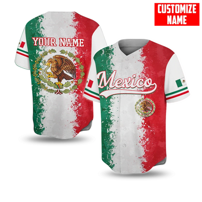 Made In Mexico Personalized Baseball Jersey, Custom Name Mexican Shirt SO0190