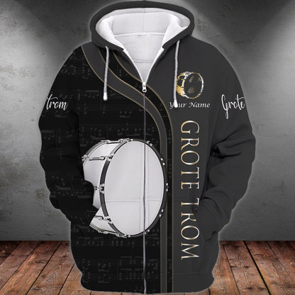 Bassdrum Personalized Name 3D Tshirt Zipper Hoodie Shirts, Gift for Musicial Lovers TO3374