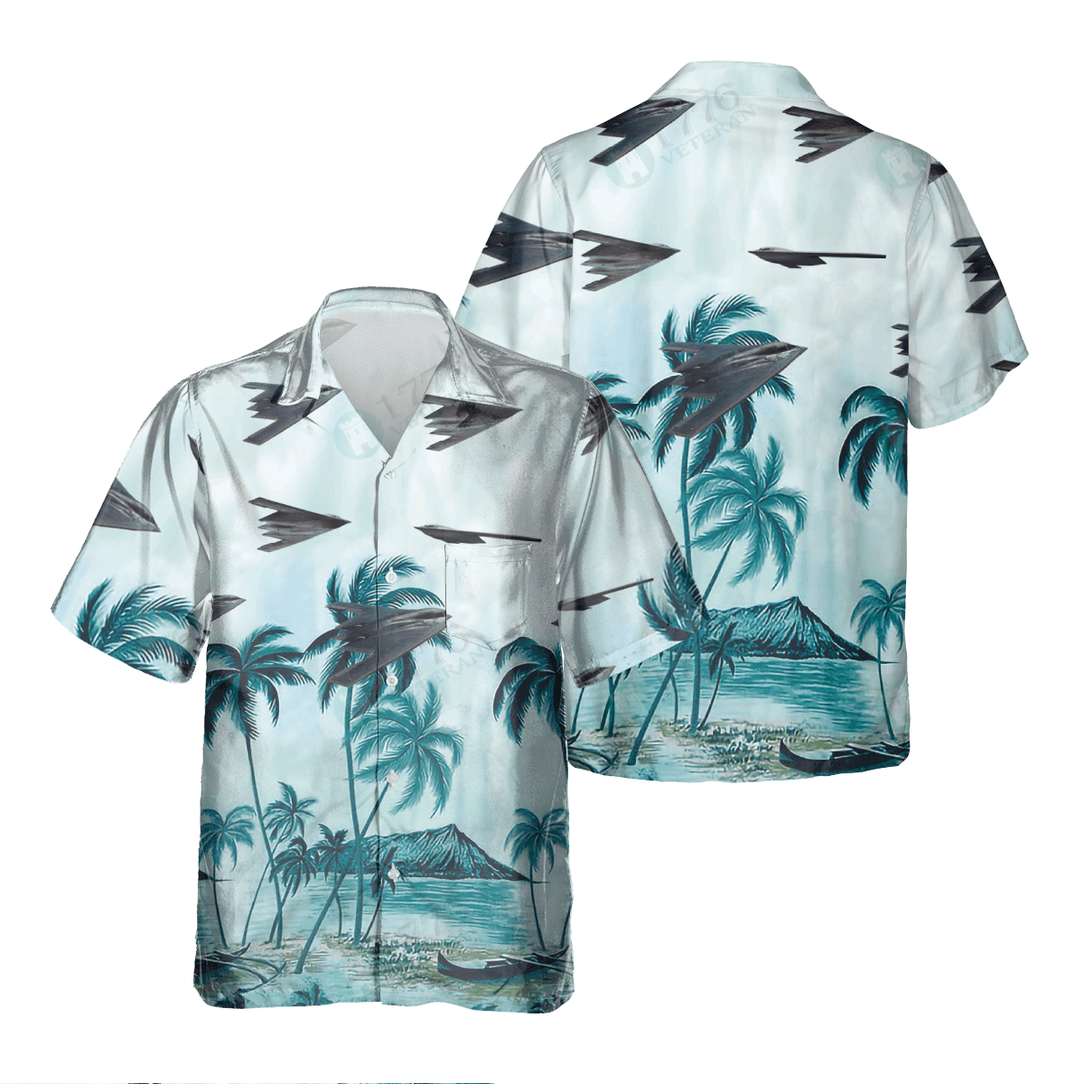 B-21 Raider Pocket Hawaiian Shirt, Hawaiian Shirt for Men Dad Veteran, Patriot Day SO0087