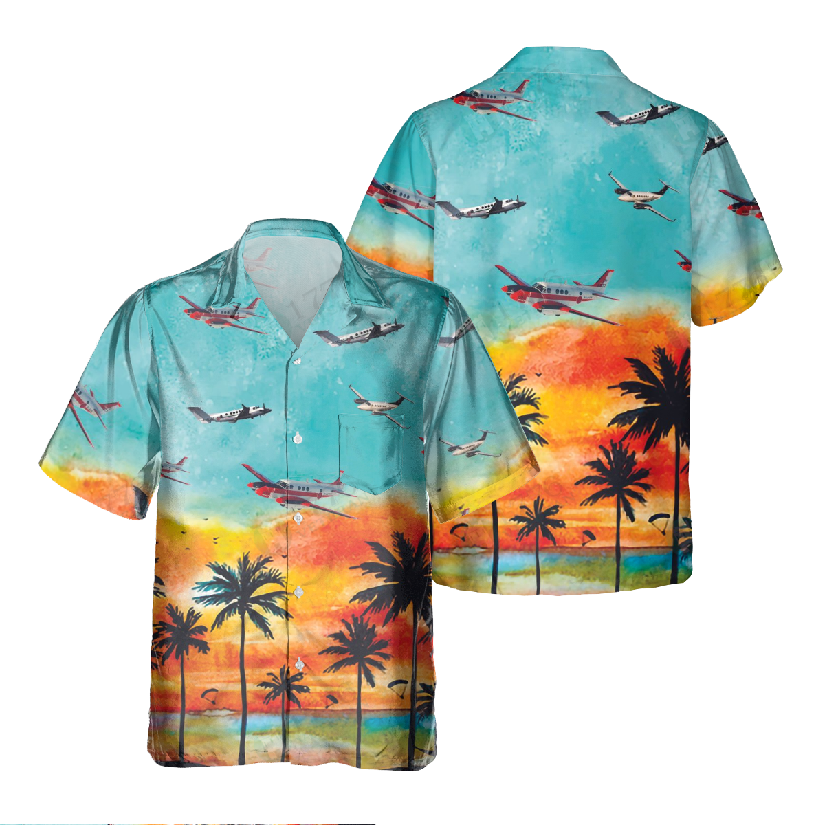 BEECHCRAFT KING AIR Pocket Hawaiian Shirt, Hawaiian Shirt for Men Dad Veteran, Patriot Day SO0040