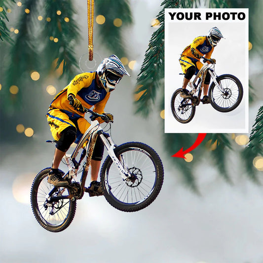 Personalized Photo Biking Acrylic Ornament For Mountain Biking Lover - Custom Your Photo Ornament Decor Christmas Tree OO1604