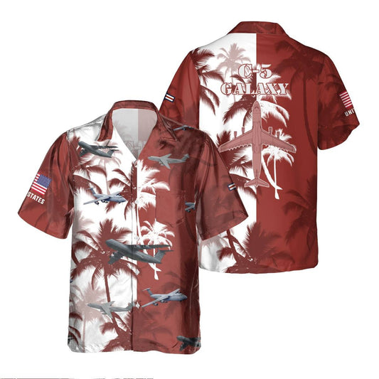 C-5 Galaxy C5_Aircraft Palm Tree Pocket Hawaiian Shirt, Hawaiian Shirt for Men Dad Veteran, Patriot Day HO5668