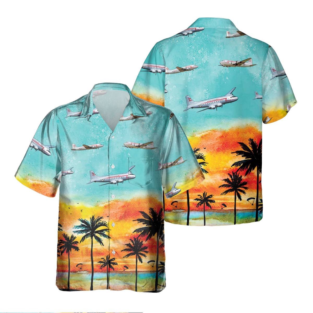 C-54 Skymaster C54_Aircraft Palm Tree Pocket Hawaiian Shirt, Hawaiian Shirt for Men Dad Veteran, Patriot Day HO5670