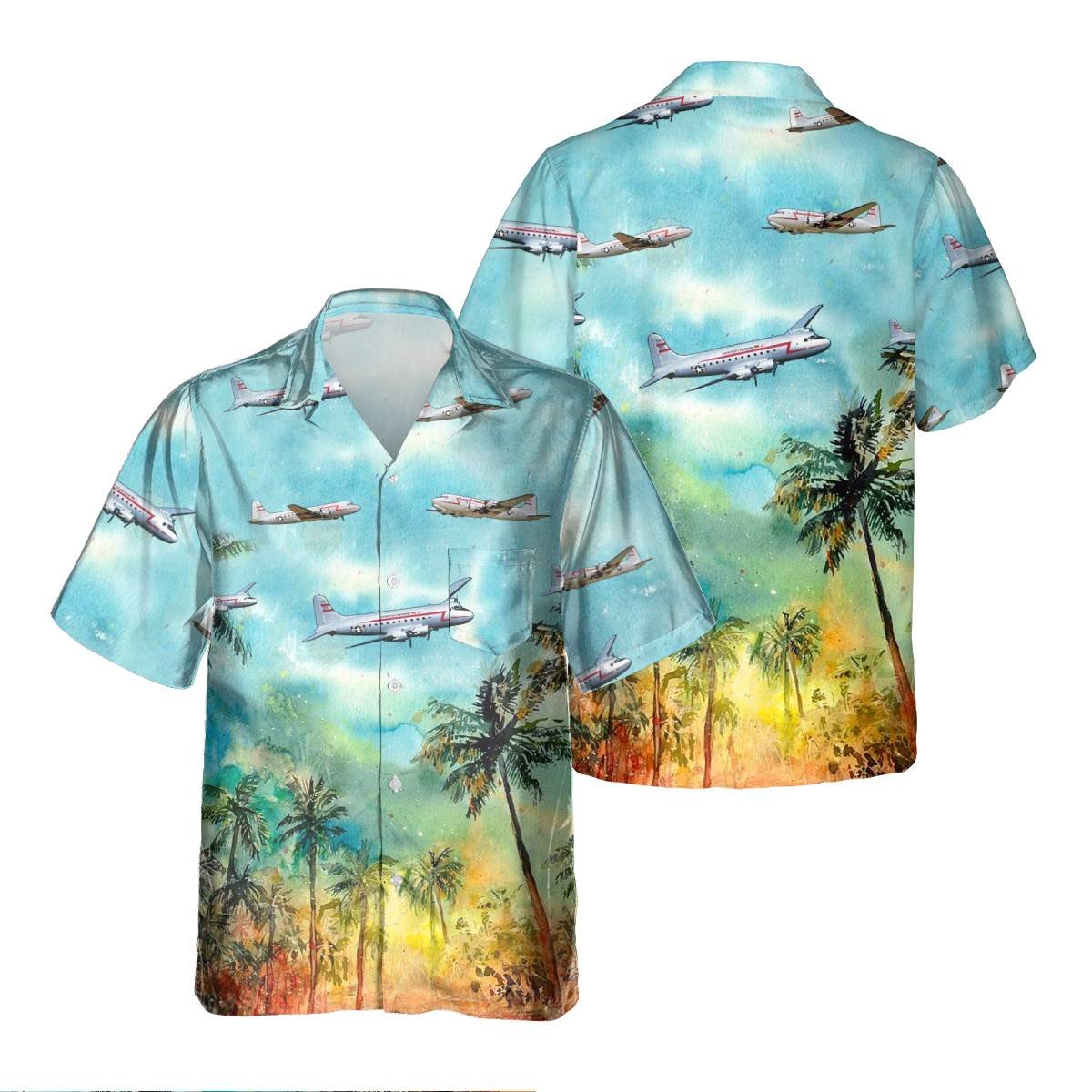 C-54 Skymaster C54_Aircraft Palm Tree Pocket Hawaiian Shirt, Hawaiian Shirt for Men Dad Veteran, Patriot Day HO5670