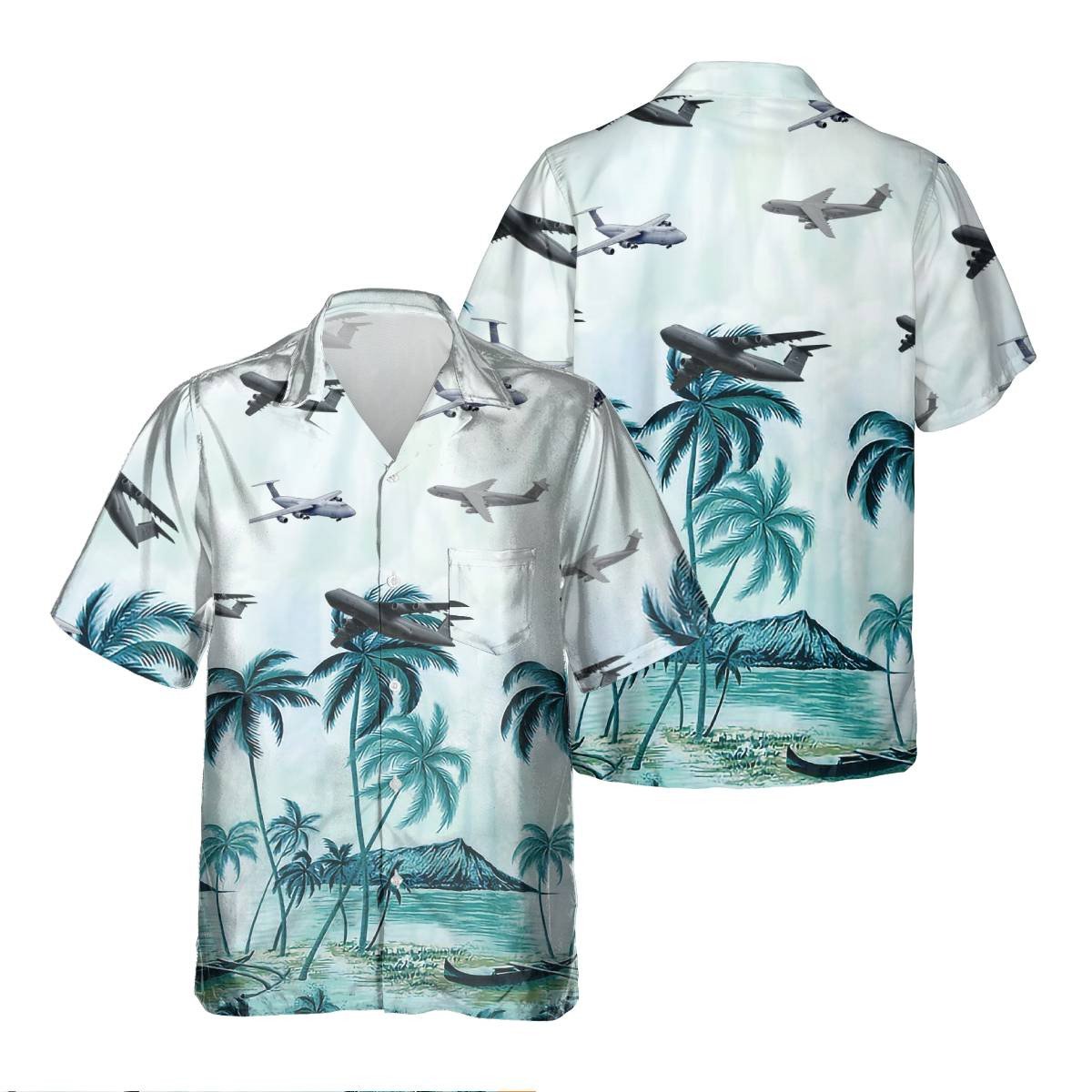 C-5 Galaxy C5_Aircraft Palm Tree Pocket Hawaiian Shirt, Hawaiian Shirt for Men Dad Veteran, Patriot Day HO5668