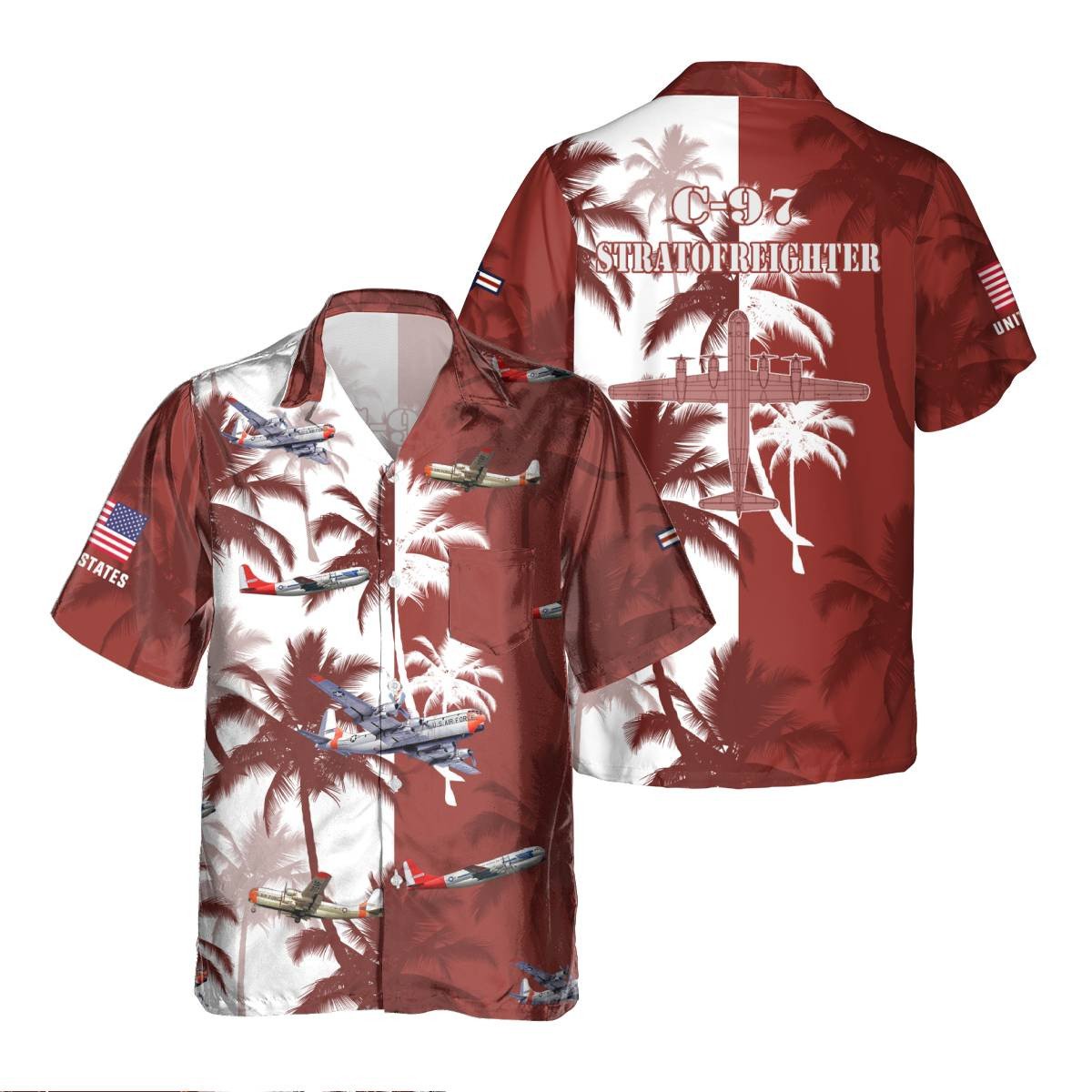 C-97 Stratofreighter C97_Aircraft Palm Tree Hawaiian Shirt, Hawaiian Shirt for Men Dad Veteran, Patriot Day HO5675