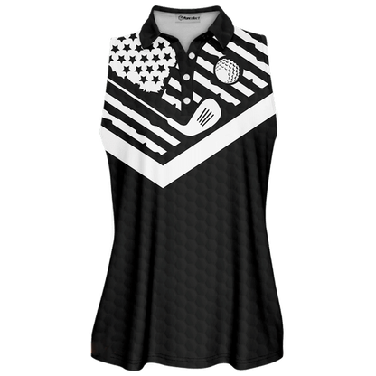 3D All Over Print American I Am Not Sweating I Am Using My Golf Words Sleeveless Polo Shirt SO0713