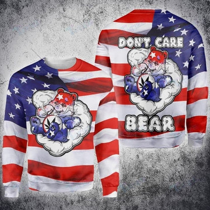 Weed Bear American Flag Independence 4Th July 3D All Over Printed Shirt, Sweatshirt, Hoodie, Bomber Jacket TO0172