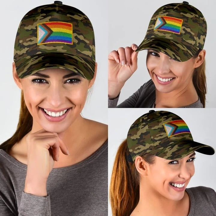 LGBT Pride All Over Printed Baseball Cap, Cool Camo Background Lgbt 3D Baseball Cap Hat, Lgbt Accessories CO0324