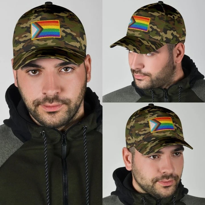 LGBT Pride All Over Printed Baseball Cap, Cool Camo Background Lgbt 3D Baseball Cap Hat, Lgbt Accessories CO0324